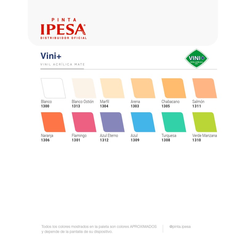 Pintura vinílica Vini+ 4 L | Pinta IPESA Color Blanco (1300)