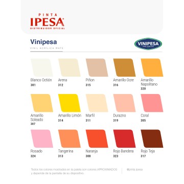 Pintura Vinílica Acrílica Vinipesa 1 Lts Color Blanco (300)